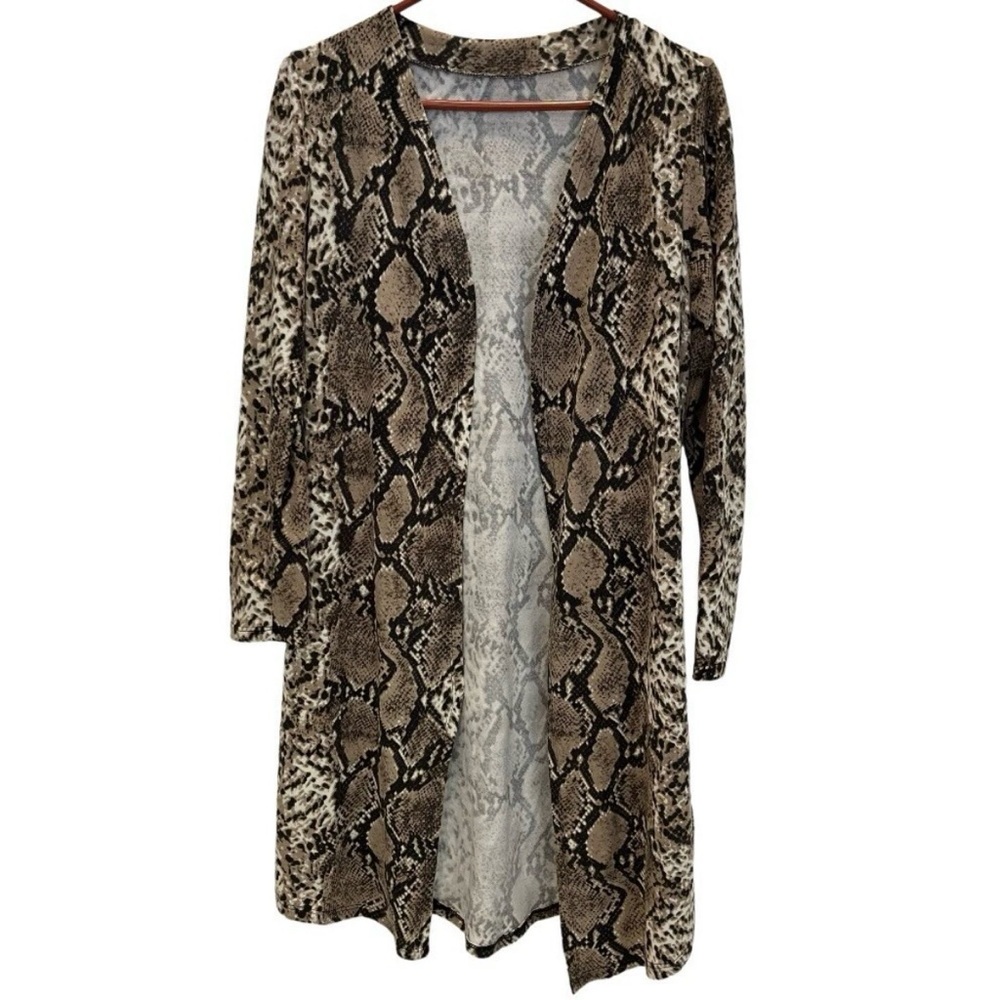 Snake Leopard Print Cardigan Womens S Long Sleeve Open Front